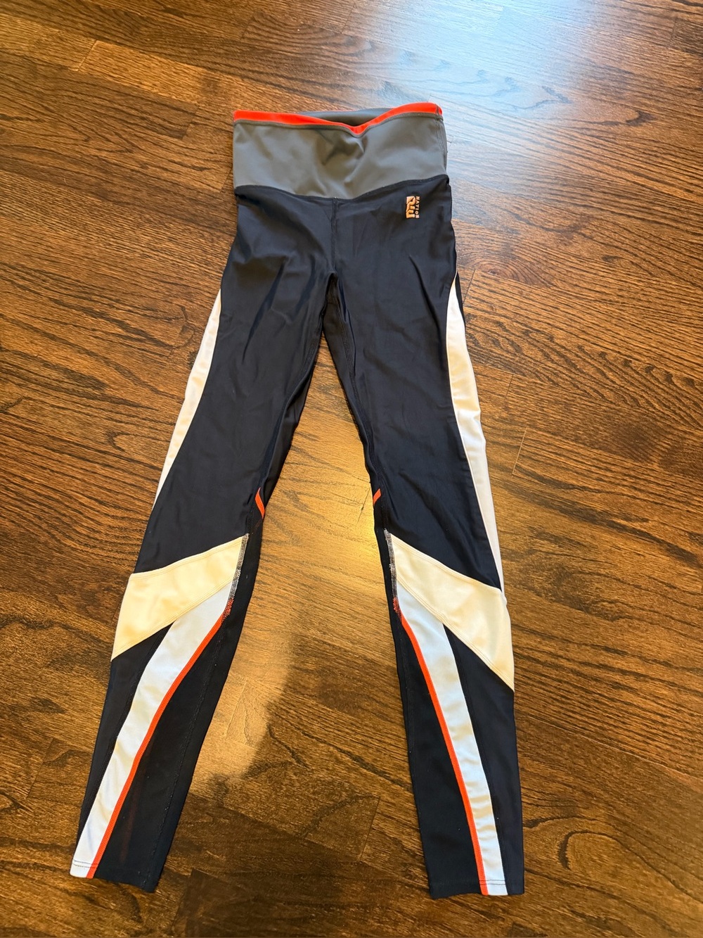P.E Nation Black, White & Orange Colorblock Leggings